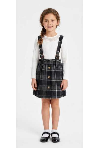 Bebezeyn Girls' Black Color Strappy Skirt Two-Piece Set