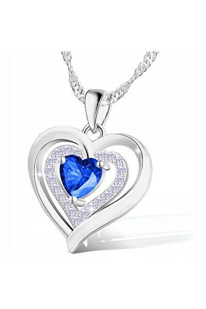 Larezo 925 Silver Necklace, Three Hearts Pendant Made of Crystal Love Zirconi...