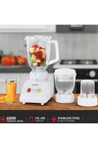 Olsenmark 3 in 1 Multi-Functional Blender, 600W Powerful Motor with 2 Speed S...