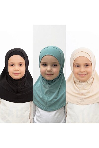 İSTDONATELLA Kız Çocuk İki Parça Hijab - Hazır Tesettür Eşarp – Pratik Geçmel...
