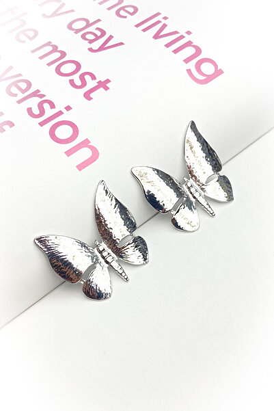 roshel Silver Color Butterfly Form Plated Earrings