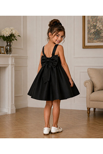 Asel Kids SADE VE ŞIK KIZ ÇOCUK ELBİSE SATEN ASTARLI ARKASI FİYONKLU