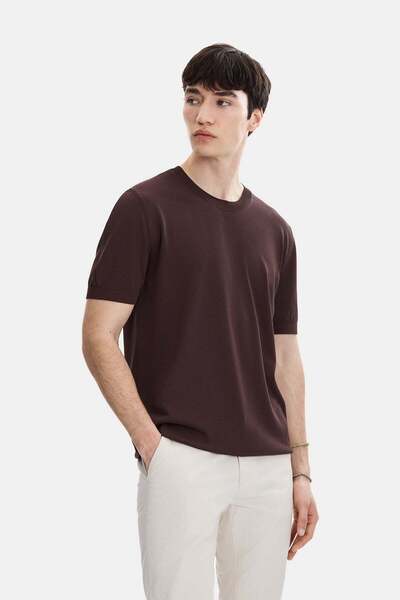 Back And Bond Brown Regular Fit Crew Neck Knitwear T-Shirt
