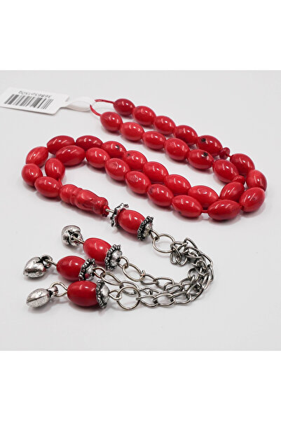 genernic Laser Coral Rosary 33 Beads, 20g, Oval Cut Prayer Beads, 9-6.5mm Bea...
