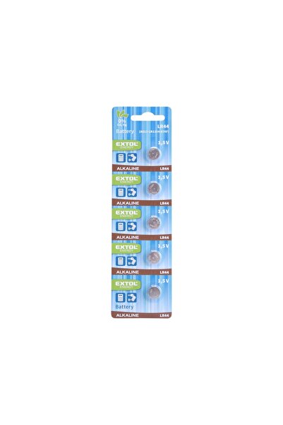 EXTOL ENERGY Alkaline batteries, 5 pcs, 42051, 1.5V, metal casing, LR44