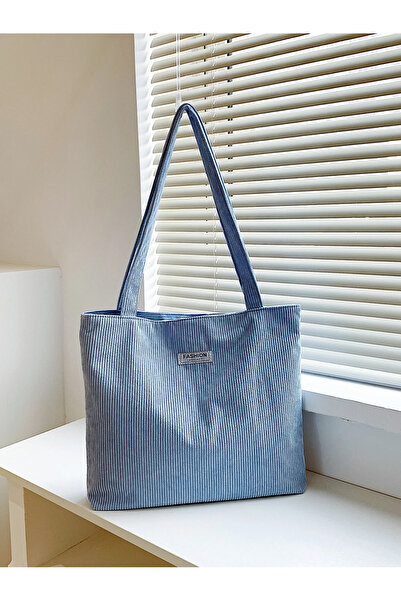 ORVILLA Blue Tote Bag, Women's Corduroy Bag, Casual Handbag, Large University...