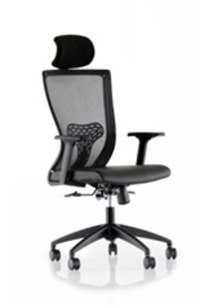 Eksen Q Scaun Birou executiv, Mesh, material piele ecologică, negru, cu roți ...