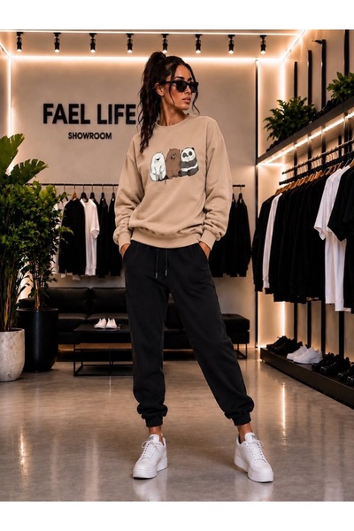 FAEL LİFE SET UNISEX CU GULER ROTUND ȘI PANTALONI DE TRENING CU IMPRIMEU 3 KA...