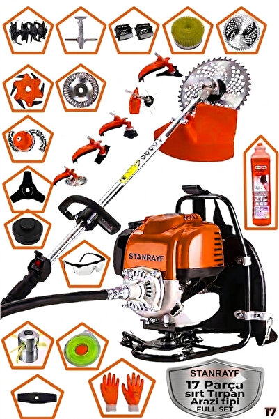 stanrayf Alman 20Hp 17 Parça Ful Set Arazi Tipi Sırt Tırpan Ot Çalı Çim Biçme...