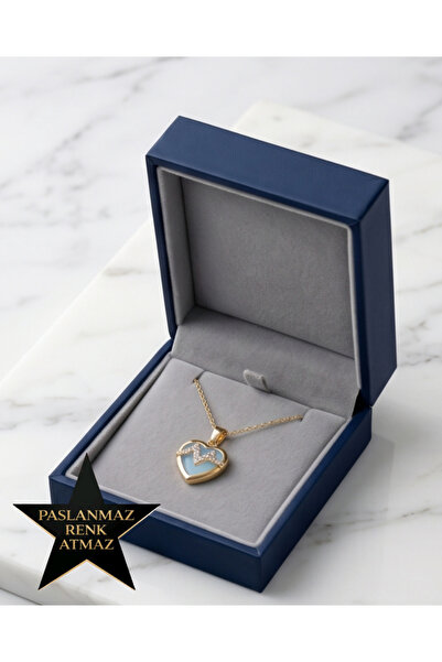 stainles steel 316L Steel Gold Heartbeat Women's Necklace 40+5 cm Extension