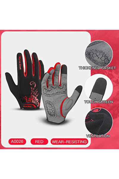 Choice12 M A0026-RD Outdoor Cycling Gloves Full Finger Shockproof Microfiber ...