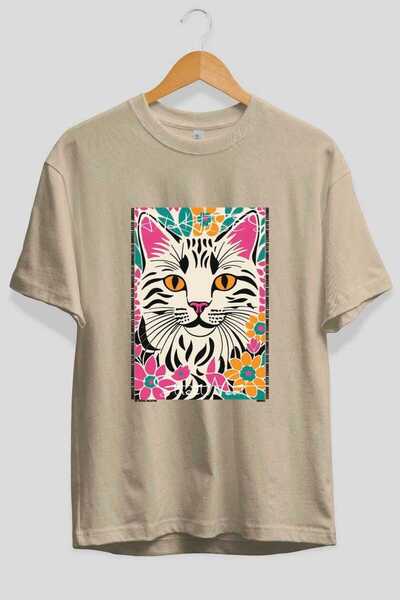 Ankhises Μπλουζάκι  "For the Love of Cats " με 43 σχέδια γάτας, μπεζ χρώμα, o...