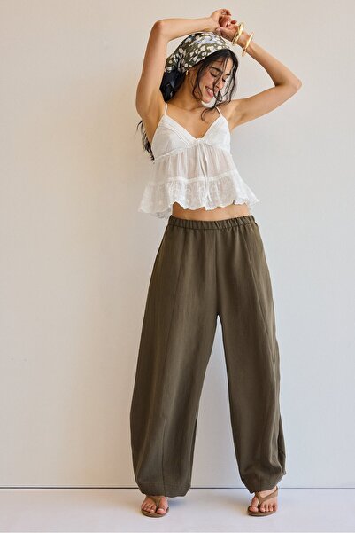 Stradivarius Liyosel karışımlı barrel pantolon