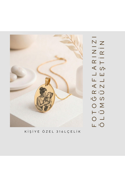 TAKVANOV Kişiye Özel Fotoğraf Baskılı Kolye Paslanmaz Çelik Anne Bebek Sevgil...