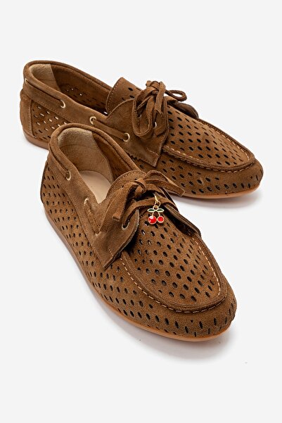 LuviShoes Pantofi de damă STEVO din piele naturală, piele de căprioară, perfo...