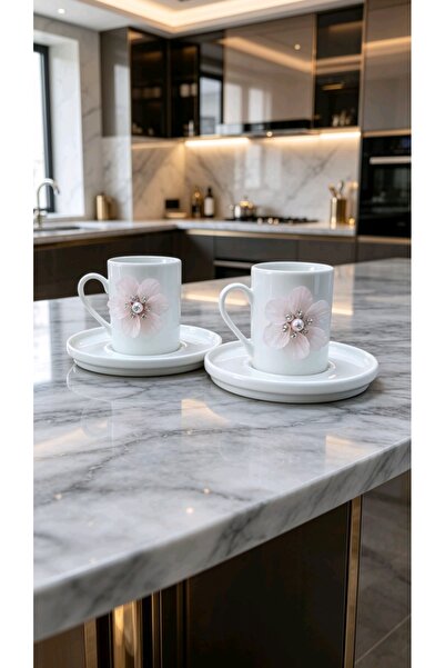 KirLiNova Pink Flower 2-Piece Porcelain Cup Set