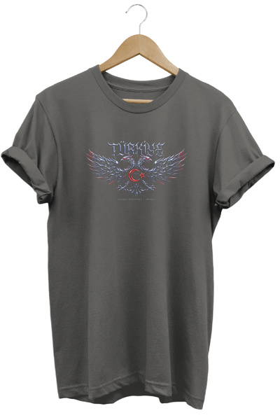 WİDİ Gothic Design Turkey Double Headed Eagle Printed Street Fashion T-Shirt