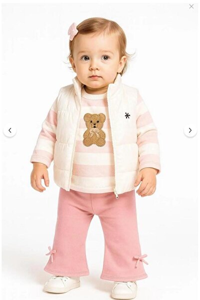 aykidsclup Baby Girl 3-Piece Set: Vest, Sweatshirt and Bow-Tie Pants Set 1069-Y