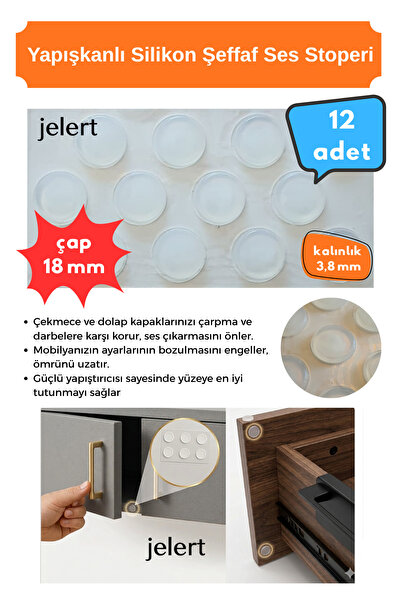 Jelert Kendinden Yapışkanlı Silikon Şeffaf Ses Stoperi 18 mm Çarpma Önleyici ...