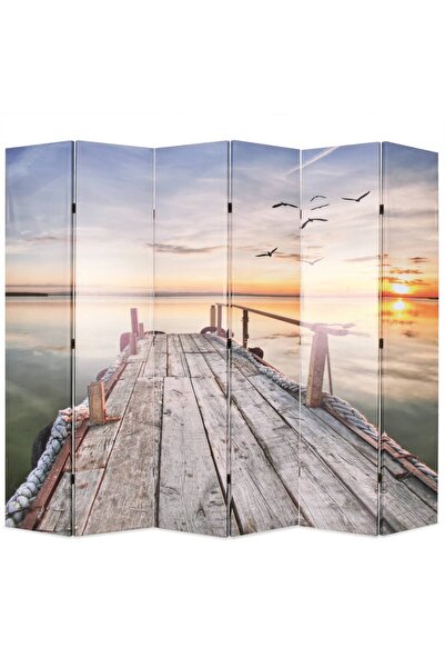 vidaxl Paravan de cameră pliabil, 228 x 170 cm, imprimeu lac