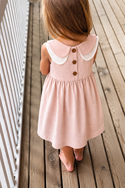 Elo Baby Collar Embroidery Detailed Bandana Powder Baby Dress
