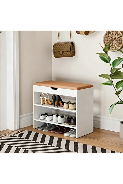 Topone1Topone1 60cm two-tier shoe cabinet with a cushioned bench and flip-top...
