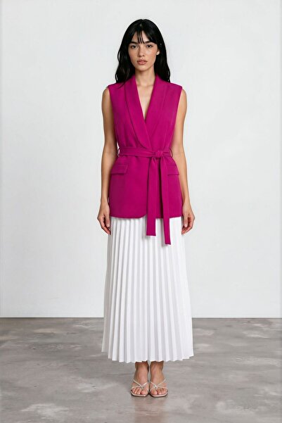 Swass Set vestă și fustă plisată Slone Fuchsia