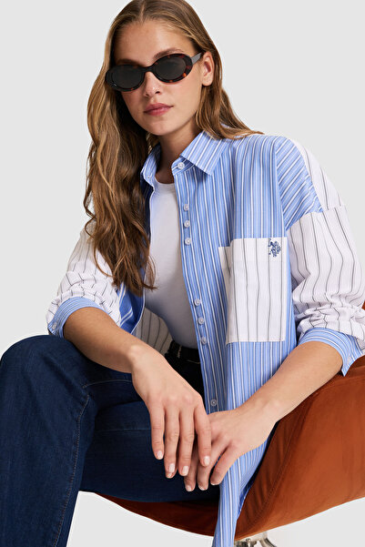 U.S. Polo Assn. Kadın Mavi Uzun Kollu Gömlek 50320135-VR036