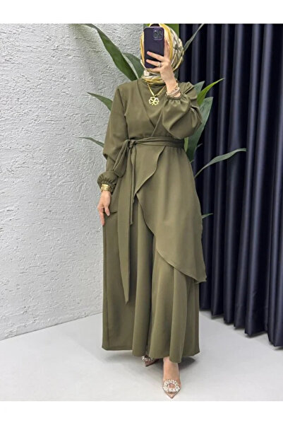 Generic Brand Haine pentru femei Hijab, verde închis, din țesătură crep, mode...