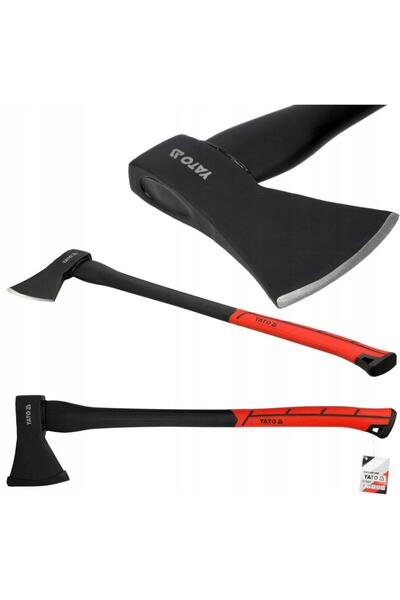 yato YT-79977 Axe, 1250 g, 800 mm, Steel/Fiberglass, Black/Red