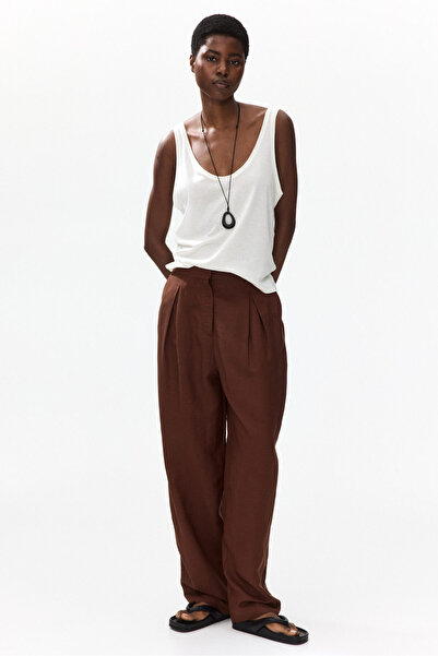 H&M Keten Karışımlı Barrel Paça Pantolon