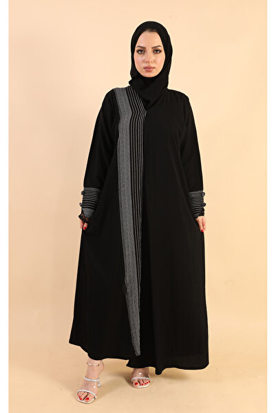 Stylish Fashion عباية من ستايلش فاشن كويتي باللون الأسود مزينة بالدانتيل