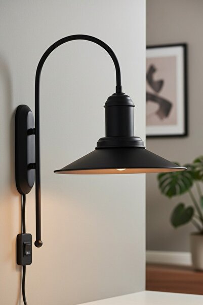 Bamyum Retro Black Plug-In Sconce Wall Lamp Modern Hotel Cafe Restaurant Vint...