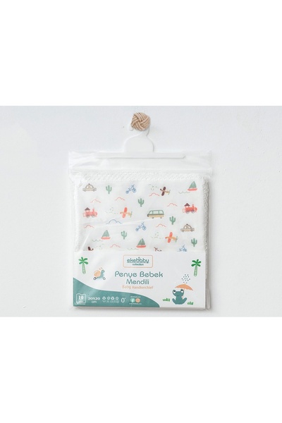 Ekebaby Taşıt Desenli Lüx Penye Ağız Mendili 20x20 cm – Yumuşak Pamuklu Bebek...