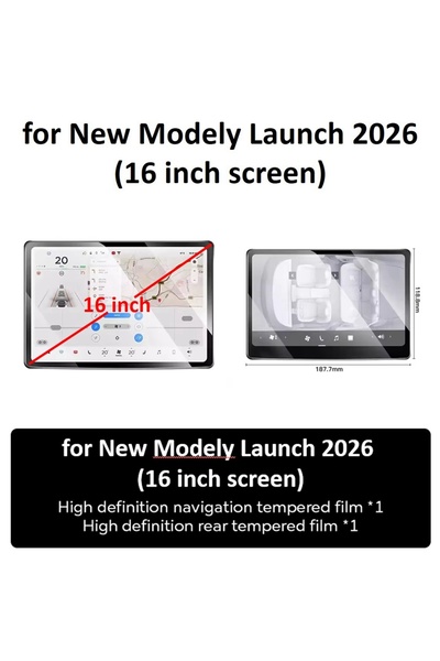 Choice3 16 inch center rear TESY Tempered Glass Film Protector for New Tesla ...
