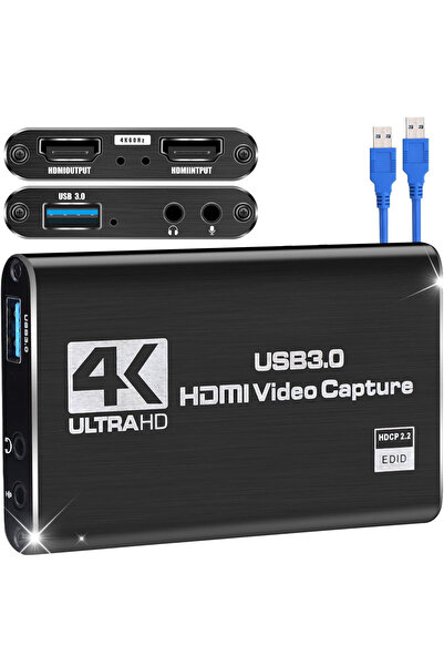 Coverzone HDMI to USB 3.0 Video Capture Kartı 4K 60FPS PS3 PS4 PS5 Xbox, Wind...