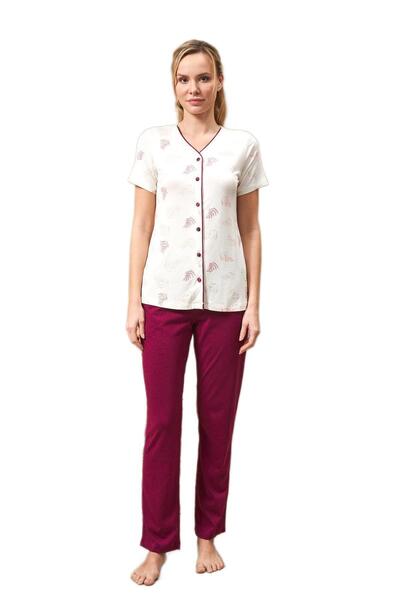 PJS طقم بيجامة نسائي باللون العنابي 25144