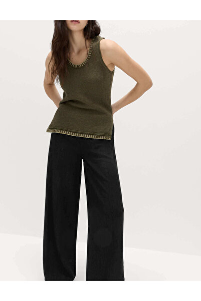 Marks & Spencer Dokulu Geniş Paça Pantolon