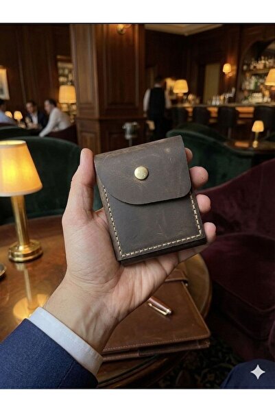 Hamderi Hakiki Deri El Yapımı Cüzdan & Özel Tasarım Ahşap Hediye Kutusu – Premium Erkek Kartlık ve Para Cüzdanı