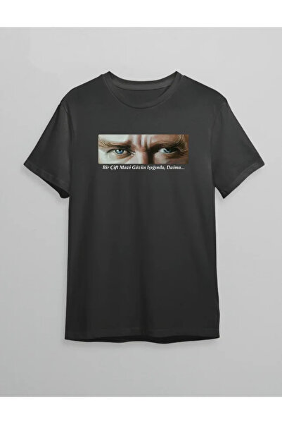 JANES 10. novembar Dan sećanja na Ataturka T-shirt sa širokim izrezom - crna