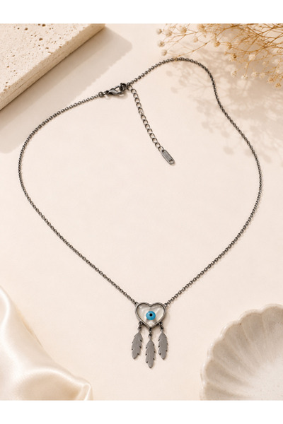 Archhazel Jewelery Evil Eye Beaded Heart Necklace