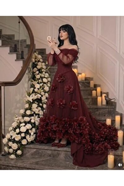 maria fashion فستان سهره برقندي