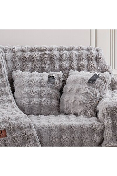 Beauty Home Γούνινη Μαξιλαροθήκη διακοσμητική Pop Art 8721 40x40 Γκρι