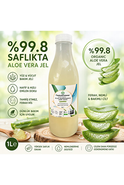 FantomAmour Aloe Vera Jel %99,8 Saflıkta Yüz ve Vücut Bakım Jeli 1 Litre