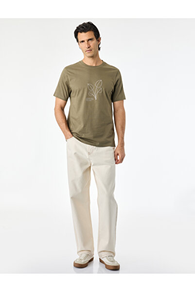 Koton Regular Fit Short Sleeve Cotton Embroidered Crew Neck T-Shirt