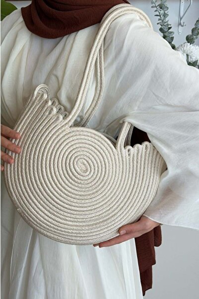 Şulemoda Giyim Gusta Wicker Shoulder Bag Beige