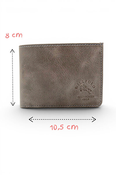 willpolo Small Size Genuine Calfskin Minimal Horizontal Leather Wallet with C...