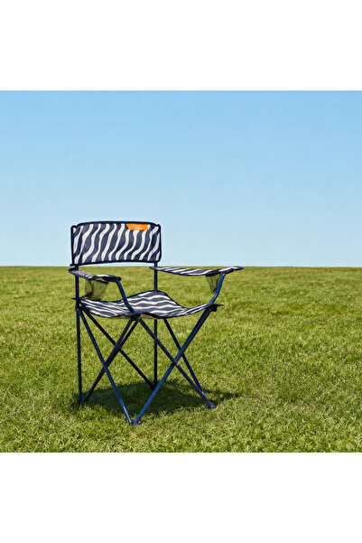 Simple Living Zebra Desen Kamp Sandalyesi - Lacivert - 50x50x78 cm