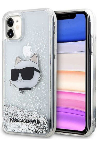 Karl Lagerfeld Glitter Choupette Κάλυμμα Πλάτης Πλαστικό / Σιλικόνη Ασημί (iP...
