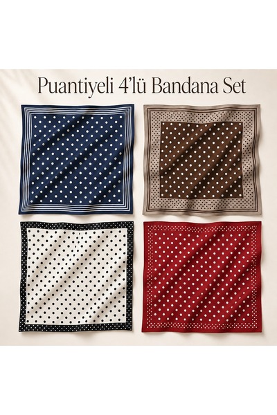 tarzınısec Alege-ți stilul: Set de 4 eșarfe tip bandană cu model buline, 70x7...